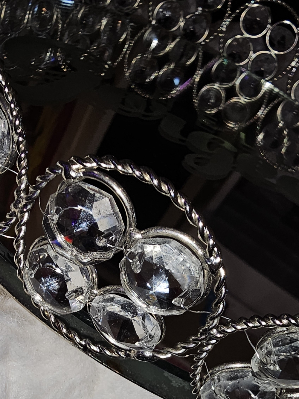 Silver Crystal Accent Sconces And Tray. Tray w/ Hello Gorgeous/ 3 Pcs - Picture 4 of 9